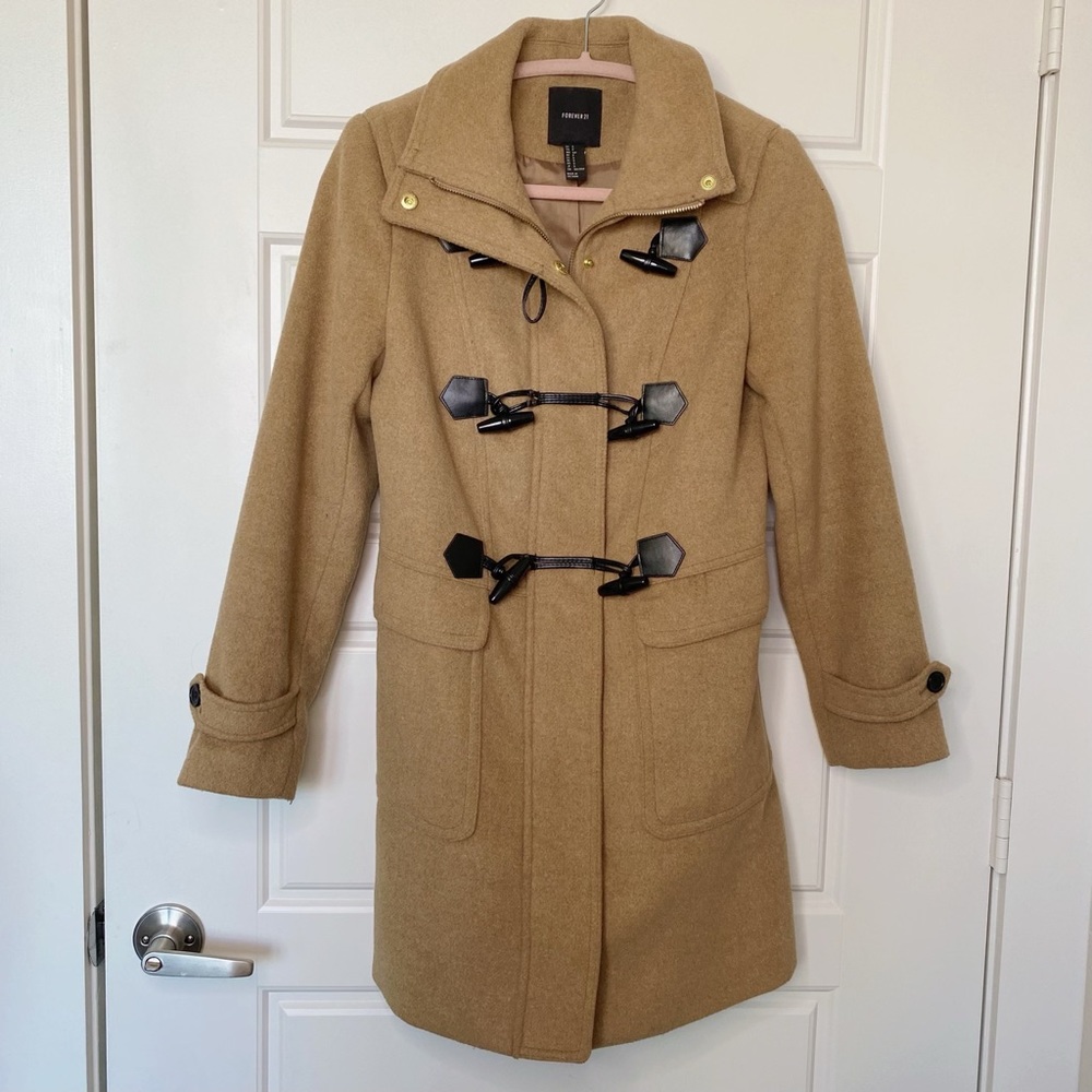 FOREVER 21 TOGGLE CAMEL COAT JACKET SMALL